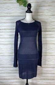 T Alexander Wang Navy Blue Mesh Open Knit Layering Sweater Dress