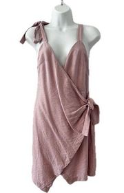 LF Mika & Gala Baby Pink Faux Wrap V Neck Mini Dress