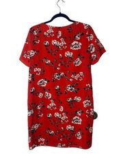 SZ 8 red floral sheath dress