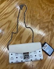 MCM Large Coated Canvas Wallet on a Chain Tracy in Visetos b85 NWT
