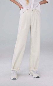 NWT Anthropologie Pilcro High Waisted Pleated Cream The Breaker Pants Size 32”