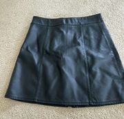 zipper front leather skirt