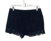 Maurices Black Faux Suede Laser Cut Eyelet Hem High Rise Shorts