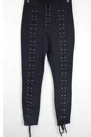 LPA Womens Black Grommet Lace Up Front Pants Size Small High Rise Skinny