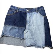 Hayden Patchwork Blue Jean Denim Mini Skirt Size Medium