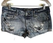 Low Rise Distressed Low Rise Denim Bootie Shorts