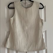 Ecru White Genuine Leather Tank Top