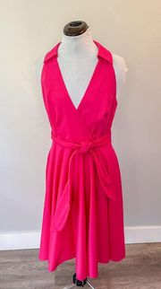 Badgley Mischka Barbie Pink Collared Halter Dress