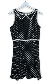 Lauren Conrad Women’s Sleeveless Polka Dot Peter Pan Collar Dress Black White 10