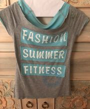 Grey Blue Workout T-shirt