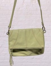 Axcess by Liz Claiborne light green Leather fold over envelope tassel crossbody