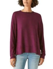 NWT Lucky Brand Sweater MEDIUM Cozy Crewneck Purple Oversized Drop Shoulder Knit