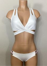 New. BECCA white DDD/F-cup and medium bikini set.