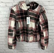 New Look Supreme Women’s Plaid Thick Fleece Lined Black/Red/ Cream Jacket L NWT