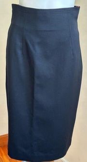 Magaschoni Henri Bendel Midi Skirt 100 % Wool Zipper & 1 Pocket In Back …