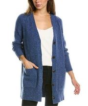 Lafayette 148 New York Long Sleeve Oversized Cardigan in Donegal Blue S