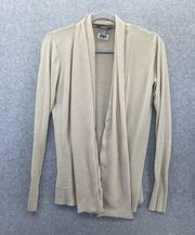 Kenar Women's Cardigan Open Front Solid Beige Size Small Silk Wool Blend