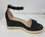 BCBGeneration Addie Women Sandals Size 7.5 Black Ankle Strap Espadrille Platform