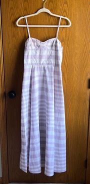 Design Cotton Maxi Dress In Light Purple Gingham   Size 4