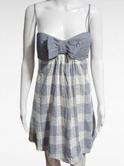 Blue & White Gingham Checkered Cotton Mini Bubble Hem Dress Size 11/12