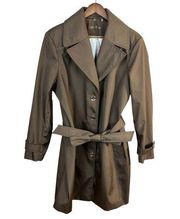 CALVIN KLEIN Trench Coat 0X Bronze Brown Single Breasted Belted Button Up Womens