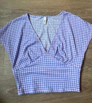 Plunge Top In Lilac Gingham