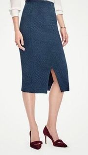 Ann Taylor Geo Jacquard Pencil Skirt Dark Teal Blue 10