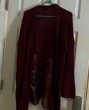 Burgundy Ripped Duster