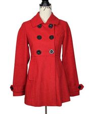 Bebe Double Breasted Wool Peacoat Red Size Small