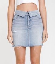 Pistola Sierra fold over high waist distressed denim mini skirt women’s size 25