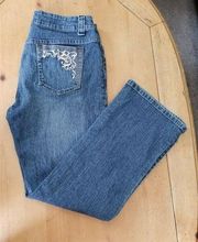 Westport, Women’s Petite Boot Cut Embroidered Back Pockets Blue Jeans Size10P