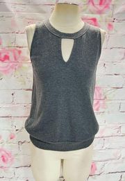 🔥5 for $25 sale🔥 Feel the Piece Terre Jacobs Gray Sleeveless Keyhole sweater