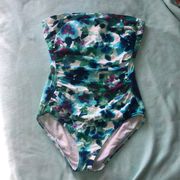 floral one piece swim suit size 8