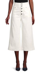 Desoray High Rise Button Down Porcelain White Pants, Size 25