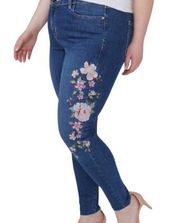 Lane Bryant Plus Jeans Skinny Floral Embroidery Mid Rise Ankle Women’s Size 14