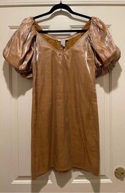 Vertigo Paris Gold Mini Dress Evening Cocktail Parties Size XS NWT Puffy Sleeves