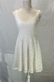 Crochet Lined White Mini Sundress Size Small