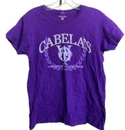 Cabelas Shirt Womens Small Purple Short Sleeve Crew Neck Graphic Top Tee Cotton