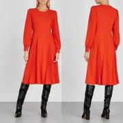 Tory Burch Red Stretch-Cady Midi Red Dress (Flawed)