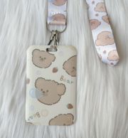 Cute little bear and strawberry lanyard with Id/ card holder