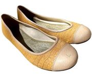 Just Cavalli Slip On Ballet Flat Shoes Casual Lightweight Round Toe Tan Cream 38