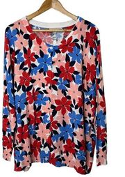 Woman Within Bright Multi-Color Floral Cardigan Sweater Women's 22/24 1X NEW