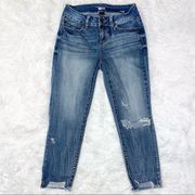 Classic Rise Vintage Reunion Distressed Destroyed Blue Denim Jeans 1/25