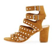 Loeffler Randall Galia Studded Suede Block-Heel Sandal Size 6.5