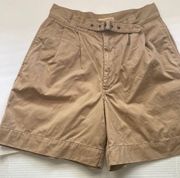 Vintage 90s Limited Chinos high waist buckle belt tan cotton mom shorts, size 8