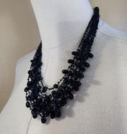 Indigo Beaded Bib Necklace