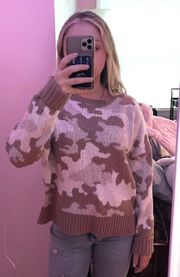 Francesca's Kaisely Tan Camouflage Sweater