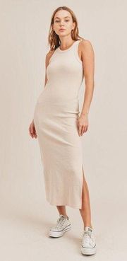 ribbed racerback midi bodycon dress