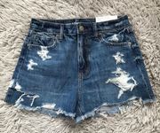 American Eagle  Super High Rise Distressed Mom Jean Shorts