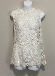 Cabi Boho Lace Peplum Top Size Small